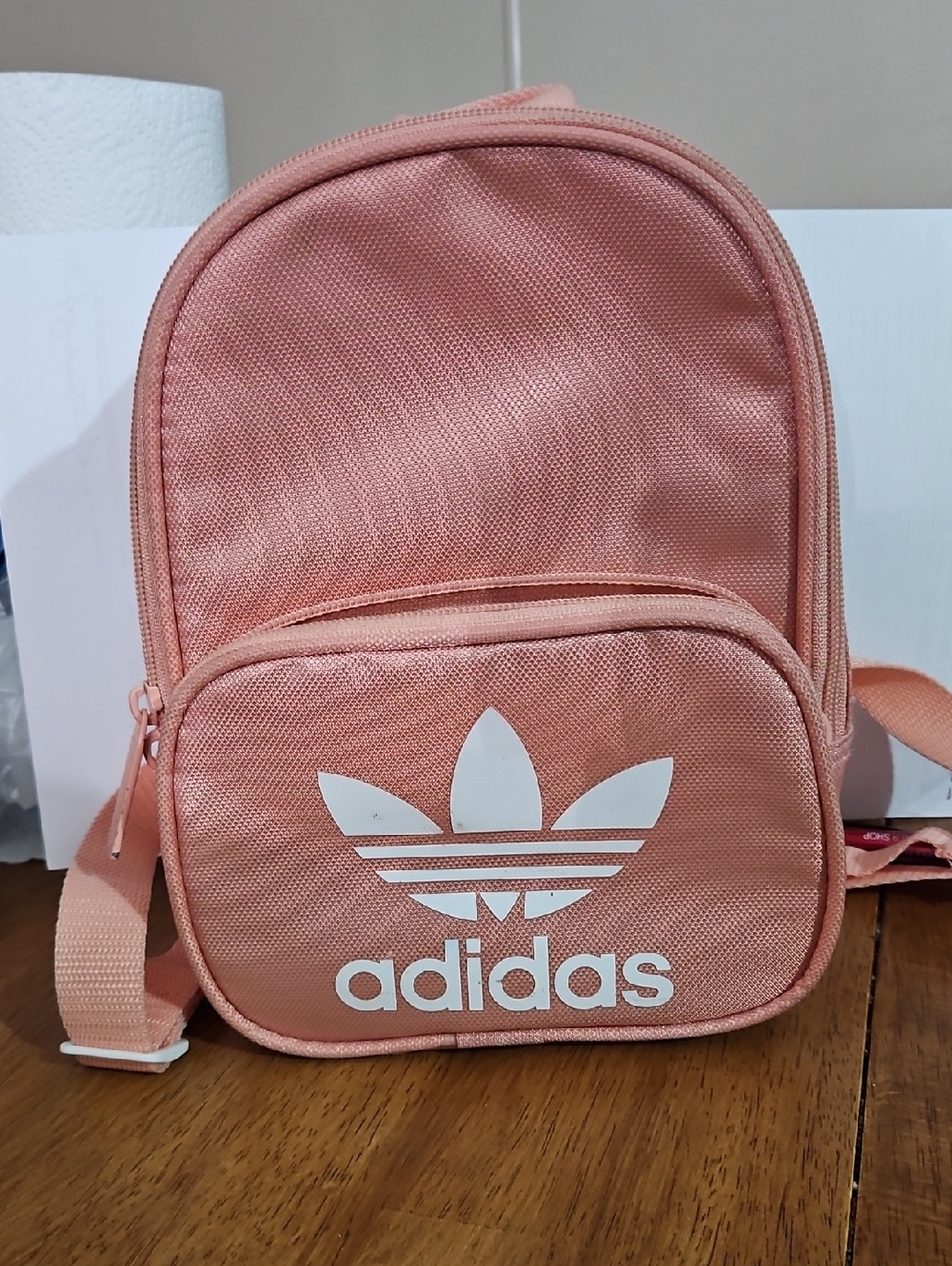 adidas Peachand White  Trefoil Mini Backpack
